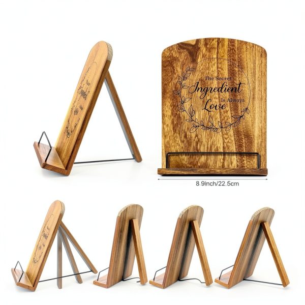 Reallnaive Wooden Cookbook Stand Adjustable Recipe Holder-1