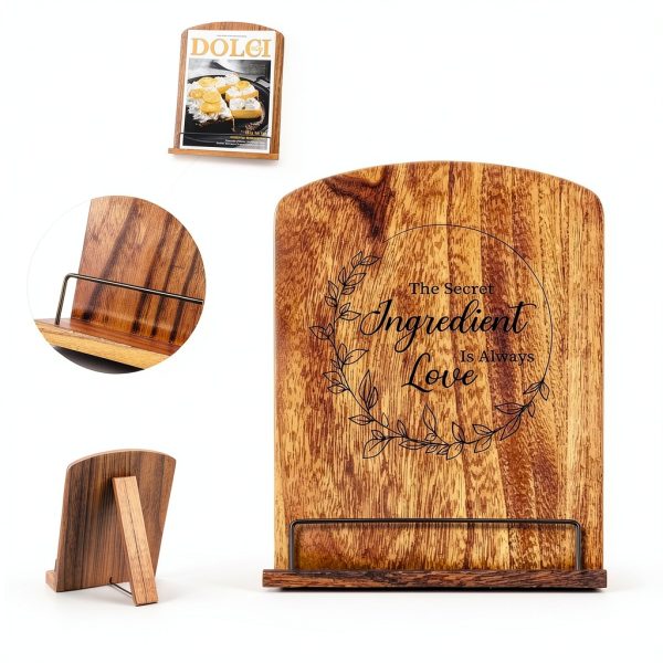 Reallnaive Wooden Cookbook Stand Adjustable Recipe Holder-2