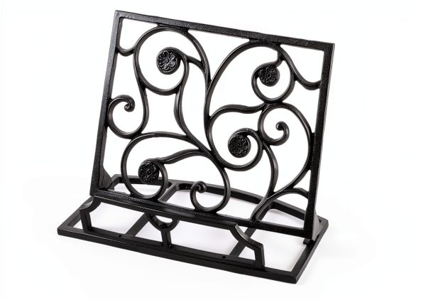 MyGift Cookbook Stand Metal Tree Design Recipe Holder-5