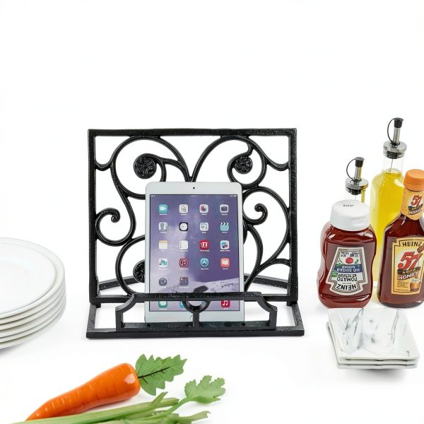 MyGift Cookbook Stand Metal Tree Design Recipe Holder-4