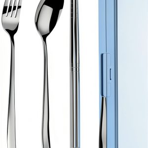Rsiynax Portable Travel Utensils Set 5-Piece Stainless Steel Silver-0